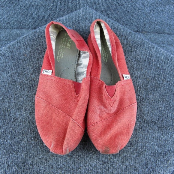 TOMS Women Flat Shoes Orange Fabric Slip On Size 8 Medium - Picture 3 of 10